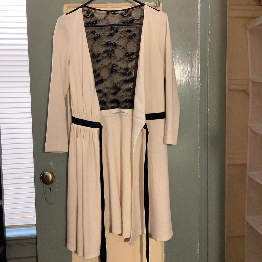 Laceback wool wrap dress